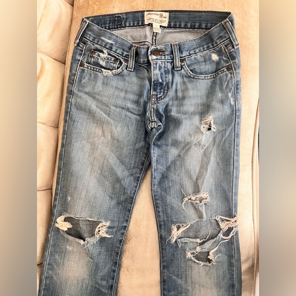 A&F Distressed Y2K Abercrombie & Fitch Jeans Size 0 Cotton Vintage - Picture 4 of 10